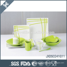 Line Decal 41PCS Porcelain Dinner Set, Colored dinner set for 6 person